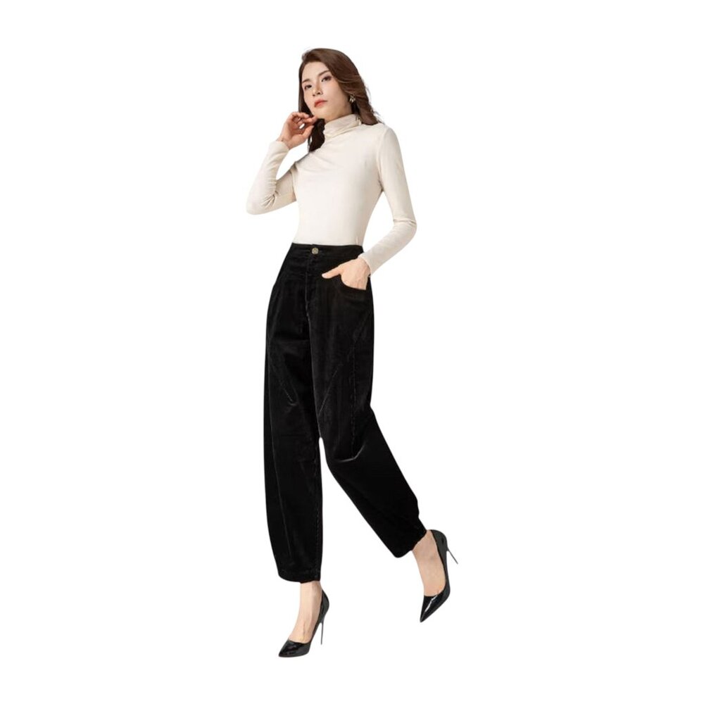 Black Corduroy Pant With Pockets